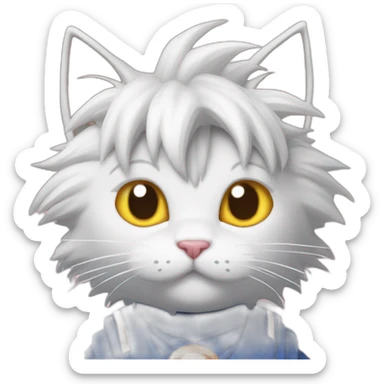cute cat with big eyes and the hair of goku form dragon ball z serie goku-cat sticker