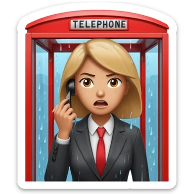 Telephone booth with angry woman inside sticker