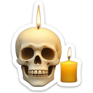 skull in wax with candle sticker