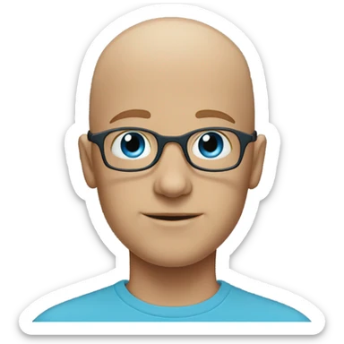 Blue-eyed bald boy with glasses sticker