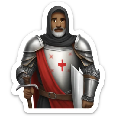 make an emoji like this 🧙🏻‍♂ but instead the guy without a beard and also wearing "Crusaders" clothing and a helmet plus with a sword and shield
make sure there is the crusaders flag on the armour 
 sticker