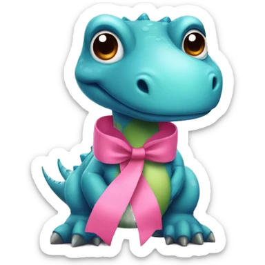 Dinosaur with pink ribbon sticker