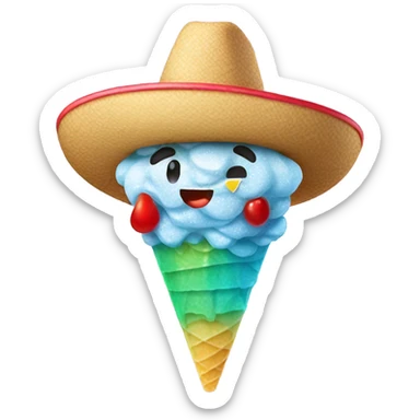 Shaved ice character with a Mexican sombrero  sticker