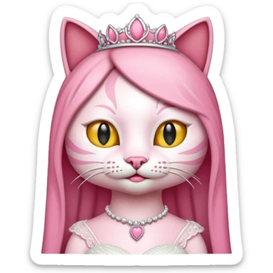 pink cat bride sticker