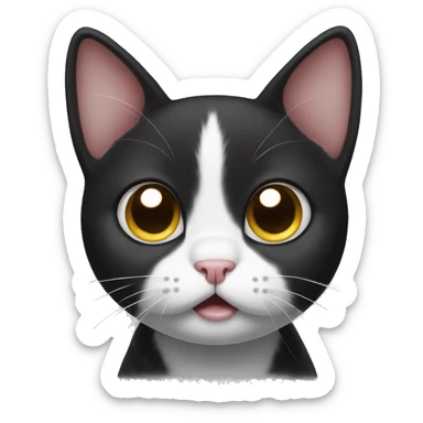 tuxedo cat emoji that is hungry and looks very sad, cartoon, emoji, puppy eyes, big eyes sticker