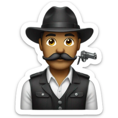 Gangster with a gun mustache sticker