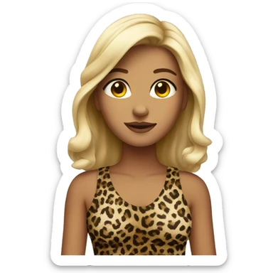 Pretty girl wearing leopard print sticker