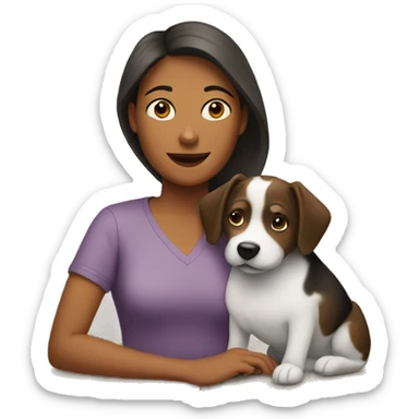 female with dog indoors sticker