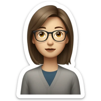 Tim cook with a brown hair Korean girl with eyeglasses sticker