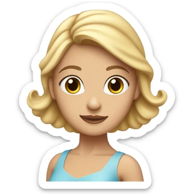 una bailarina, rubia, vestido azul celeste, con pelo muy liso  sticker