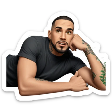 male portrait with tattoos and plants sticker