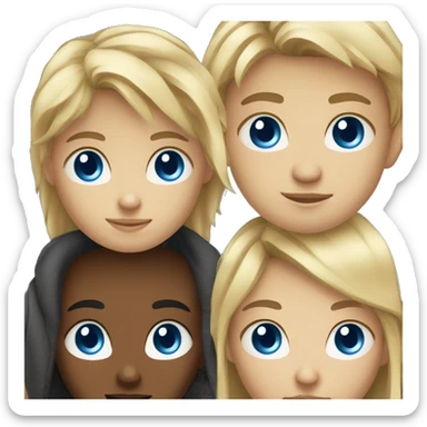 Blond girl brown eyes and blond boy blue eyes sticker