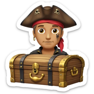 One Eye Pirate with Treasure. sticker