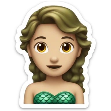 Mermaid, green yes, brown hair sticker