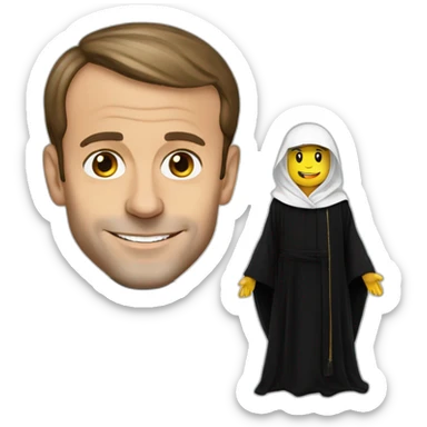Emmanuel Macron with an abaya sticker