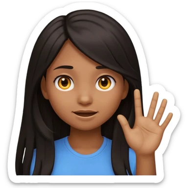 Animated girl dark long hair emoji tapping right side of the head with her hand with duh facial expression  sticker