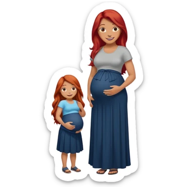 Make a strong women with long red hair, pregnant with maxi skirt, pretty and grown up, tanner sticker
