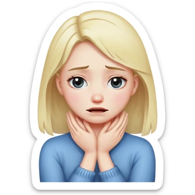 Girl crying with hands crossed around her neck sticker