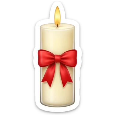 Soft vanilla long glass candle, with little red bow sticker