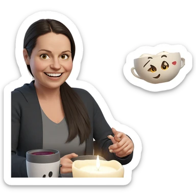 smiling girl with cup and candle sticker