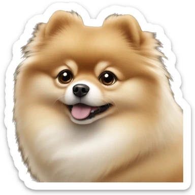 Pomeranian brown with white breast cute baby sticker