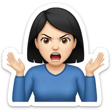 angry mom with black hair yelling sticker
