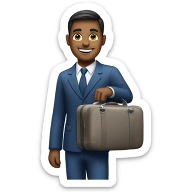 Male flight attendant smiling with baggage  sticker