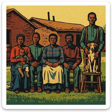 A black homestead family picture like the one here  sticker