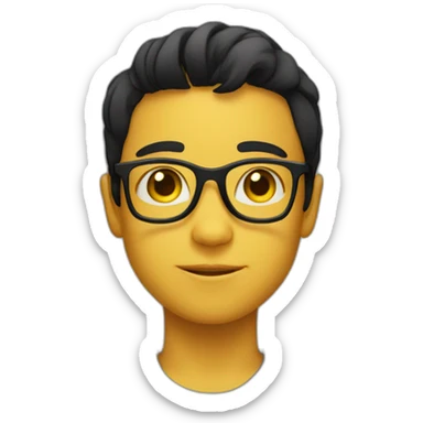 boy with yellow tinted glasses and combed black hair  sticker