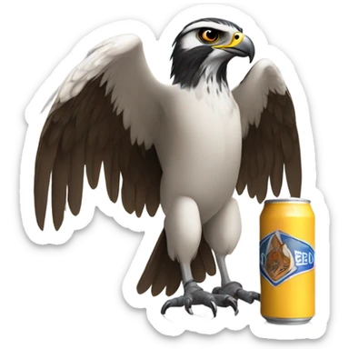 falcon holding a beer sticker