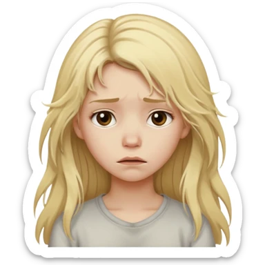 blonde girl, with long messy hair, and sad look sticker