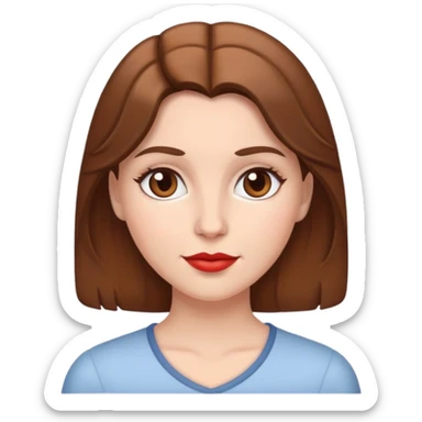 White woman with brown hair and heart eyes sticker