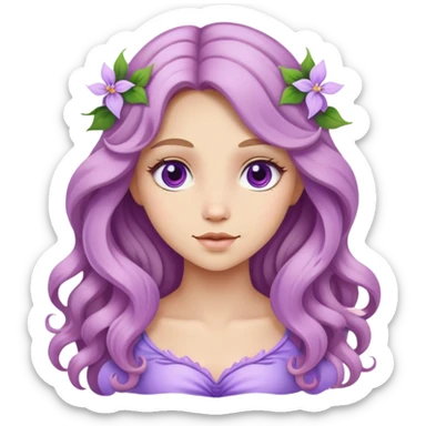 fairy lilac, long wavy dark blonde hair sticker