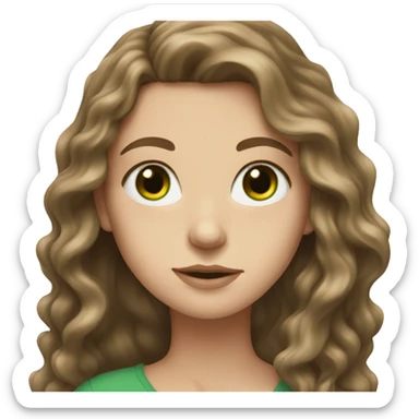 White girl with green eyes and long brown wavy hair sticker