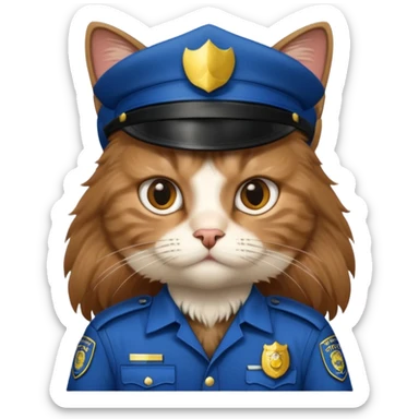long-haired cat police sticker