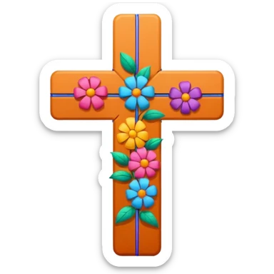 Cross with basketball and flowers sticker