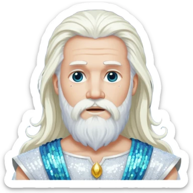 Uranus, God of Sky from Gods and Goddesses with long white hair and beard, white sequin outfit sticker