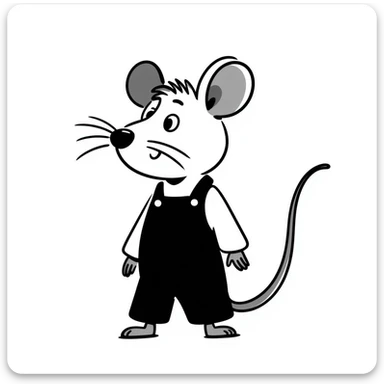 Simple hand-drawn mouse with whiskers and a long tail sticker