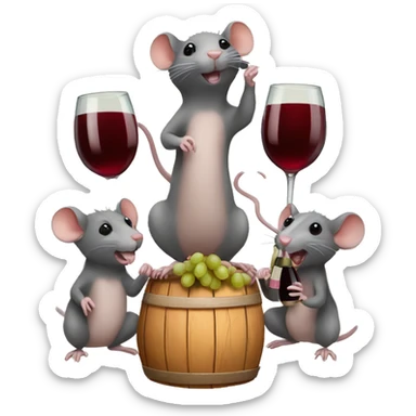 three rats with wine sticker