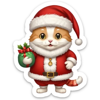 A cat dressed as Santa Claus and New Year 2026 sticker
