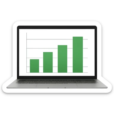 Remove the background, keep only the MacBook with green bar charts on the screen sticker