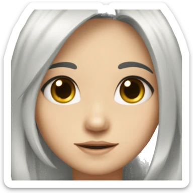 cuty woman, black hair, non double eyelid, happy girl  sticker