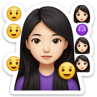 long dark hair asian girl emoji pack for twitch sticker
