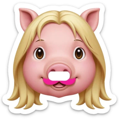 pig with long blonde hair sticker