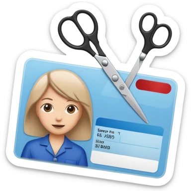 Scissors cutting ID card sticker
