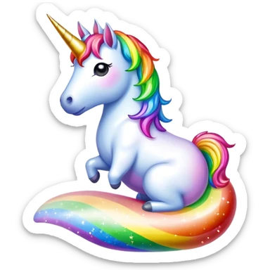 unicorn pooping rainbow sparkles  sticker