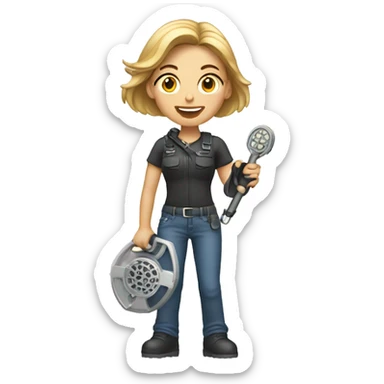 Pretty woman holding a metal detector  sticker
