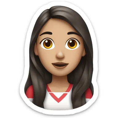 white brunette girl with long hair holding a greater swiss mountain dog sticker