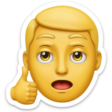 Emoji face stressed out with one eye quivering and a thumbs up sticking out sticker