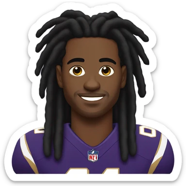 Create a black man with dreads and golds with a Lamar Jackson jersey sticker